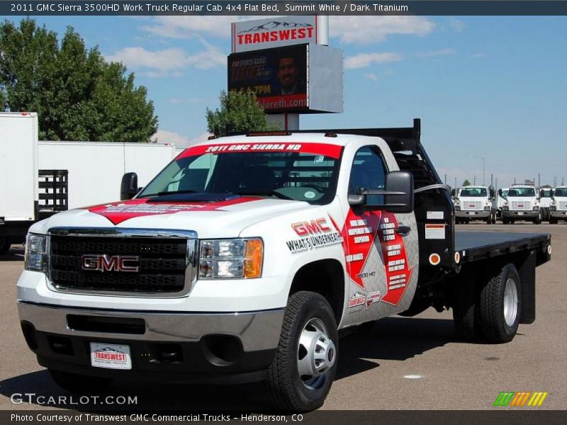 Summit White / Dark Titanium 2011 GMC Sierra 3500HD Work Truck Regular Cab 4x4 Flat Bed