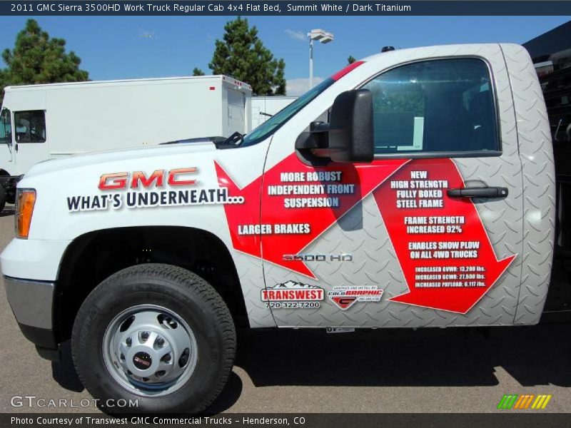 Summit White / Dark Titanium 2011 GMC Sierra 3500HD Work Truck Regular Cab 4x4 Flat Bed