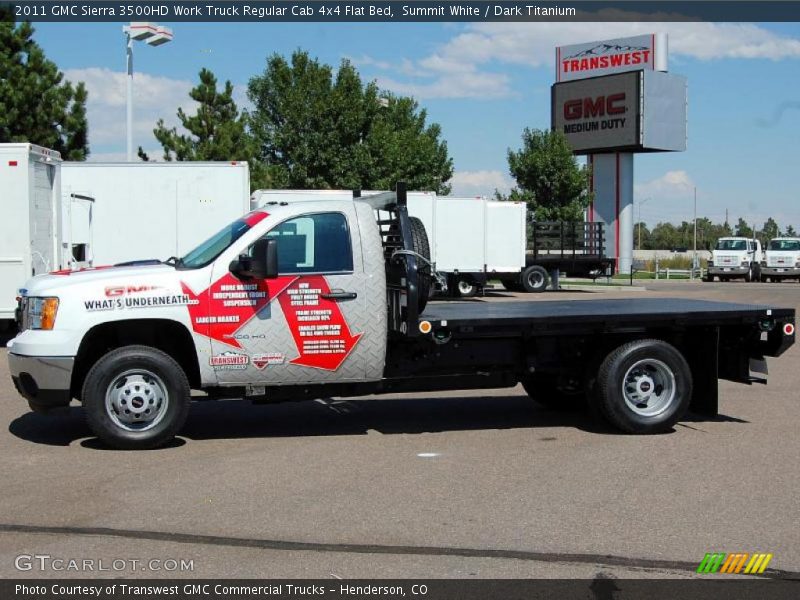 Summit White / Dark Titanium 2011 GMC Sierra 3500HD Work Truck Regular Cab 4x4 Flat Bed