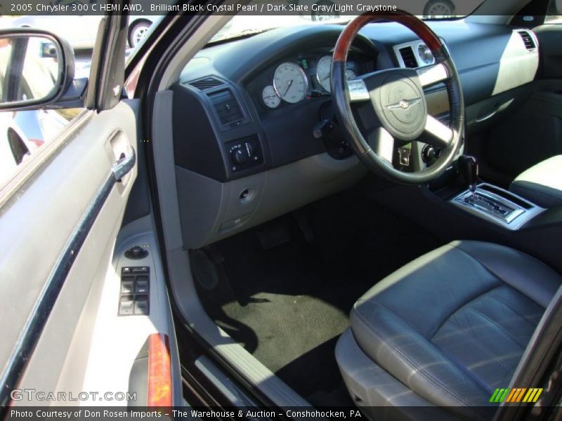 Brilliant Black Crystal Pearl / Dark Slate Gray/Light Graystone 2005 Chrysler 300 C HEMI AWD