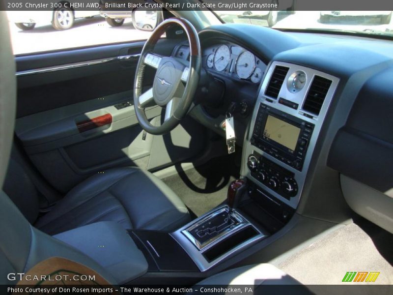 Brilliant Black Crystal Pearl / Dark Slate Gray/Light Graystone 2005 Chrysler 300 C HEMI AWD