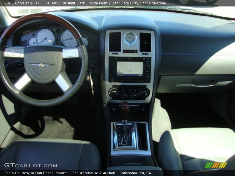 Brilliant Black Crystal Pearl / Dark Slate Gray/Light Graystone 2005 Chrysler 300 C HEMI AWD