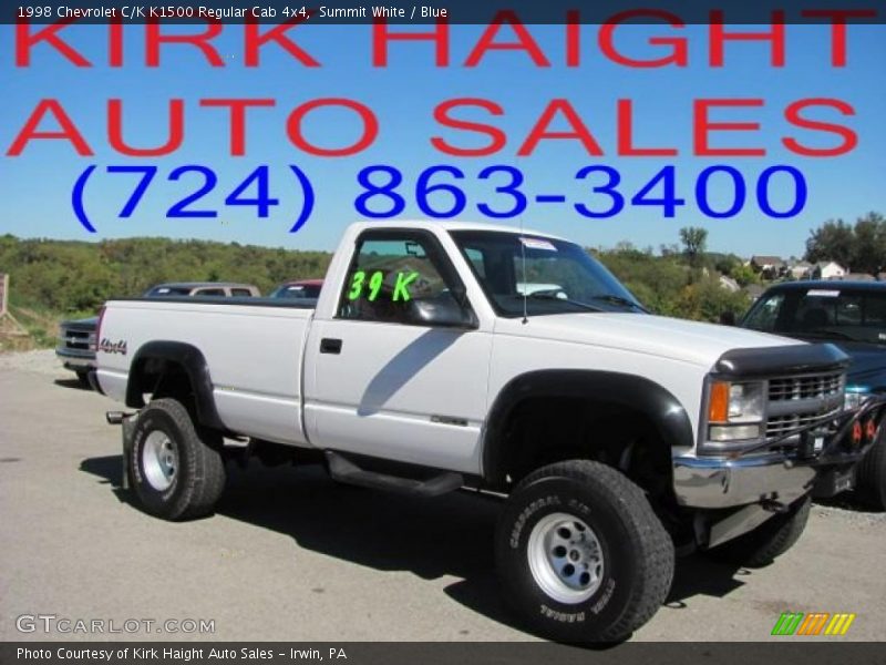 Summit White / Blue 1998 Chevrolet C/K K1500 Regular Cab 4x4