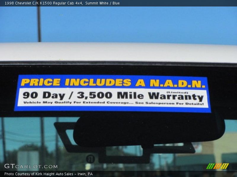 Summit White / Blue 1998 Chevrolet C/K K1500 Regular Cab 4x4