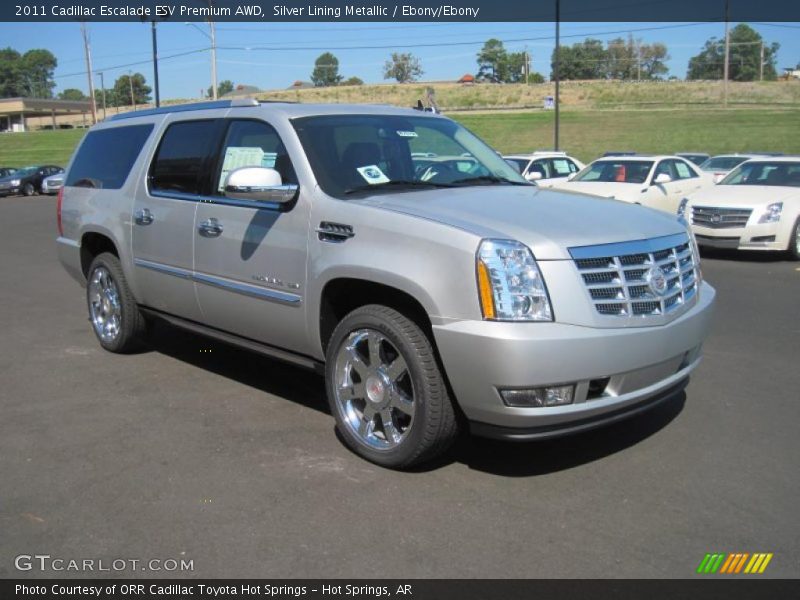 Silver Lining Metallic / Ebony/Ebony 2011 Cadillac Escalade ESV Premium AWD