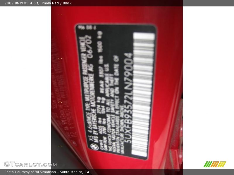 Imola Red / Black 2002 BMW X5 4.6is