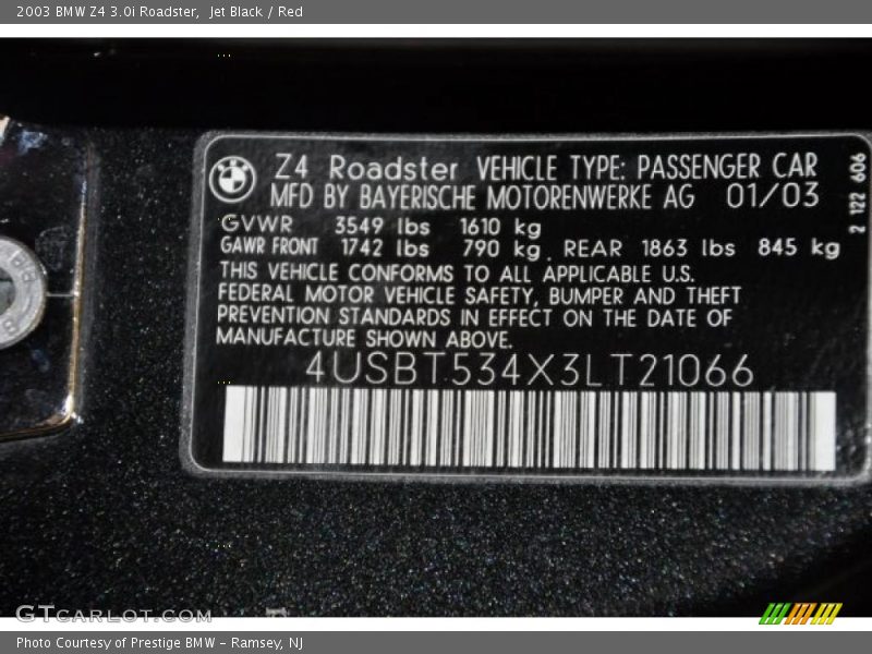 Jet Black / Red 2003 BMW Z4 3.0i Roadster