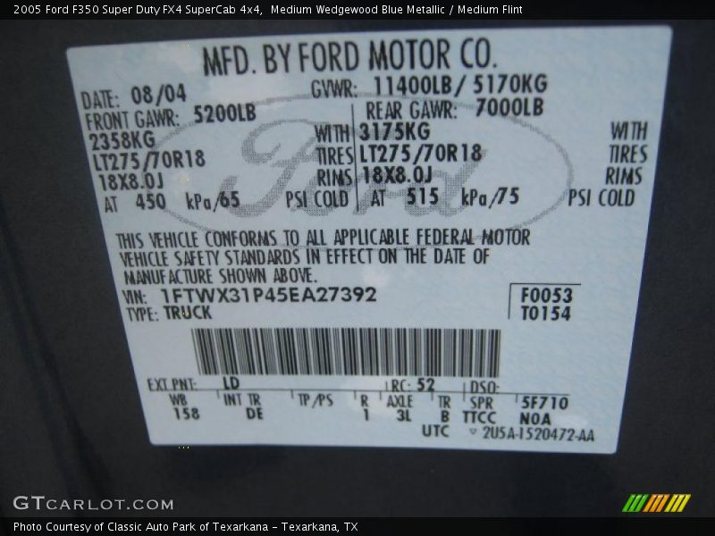 Medium Wedgewood Blue Metallic / Medium Flint 2005 Ford F350 Super Duty FX4 SuperCab 4x4