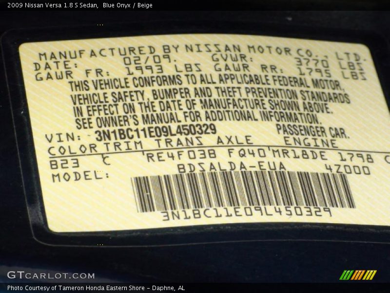 Blue Onyx / Beige 2009 Nissan Versa 1.8 S Sedan