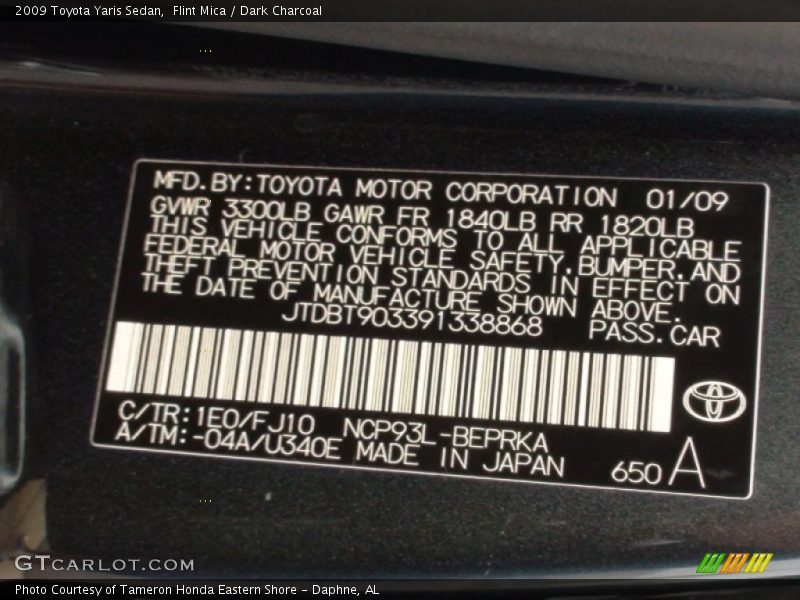 Flint Mica / Dark Charcoal 2009 Toyota Yaris Sedan
