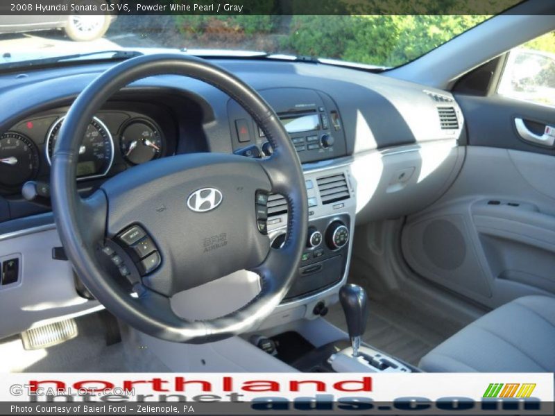 Powder White Pearl / Gray 2008 Hyundai Sonata GLS V6