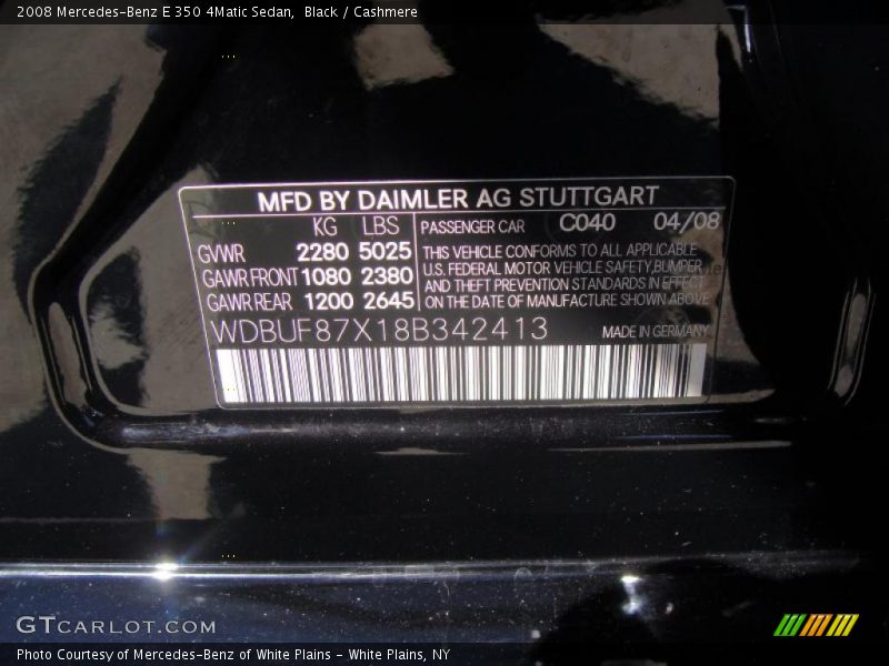 Black / Cashmere 2008 Mercedes-Benz E 350 4Matic Sedan