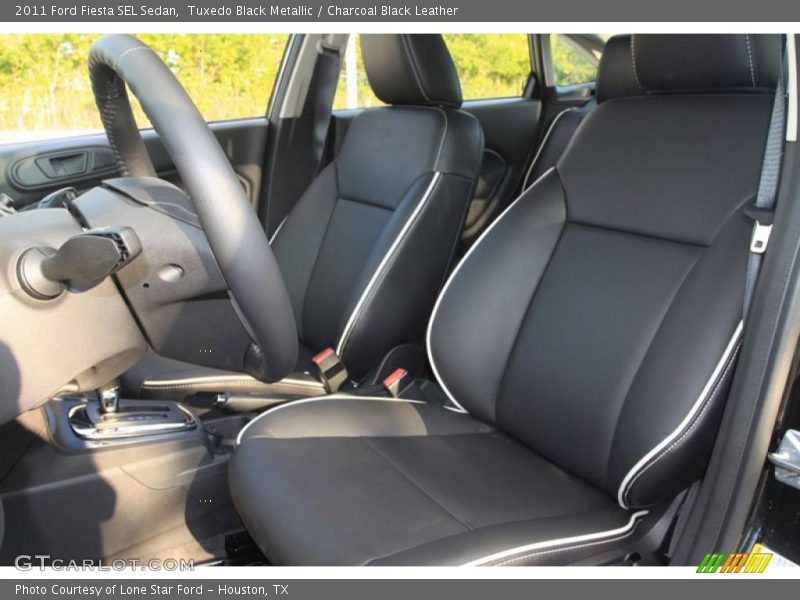 Tuxedo Black Metallic / Charcoal Black Leather 2011 Ford Fiesta SEL Sedan