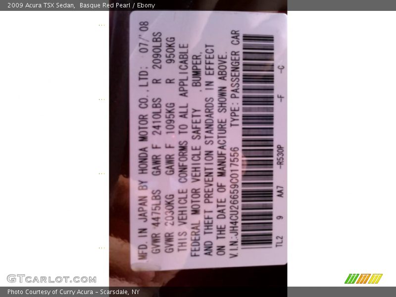 Basque Red Pearl / Ebony 2009 Acura TSX Sedan