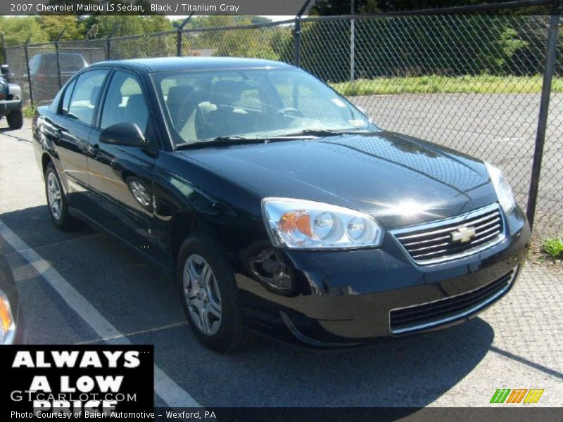 Black / Titanium Gray 2007 Chevrolet Malibu LS Sedan