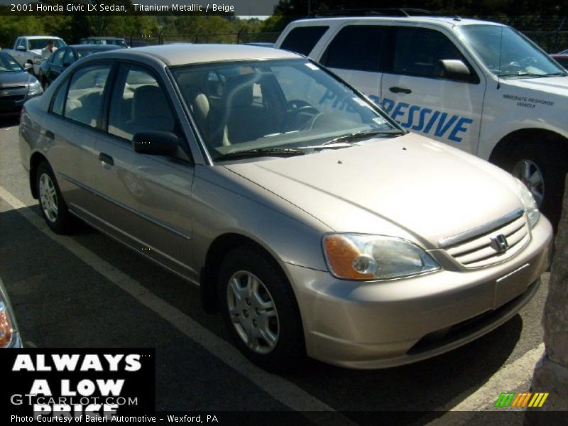 Titanium Metallic / Beige 2001 Honda Civic LX Sedan