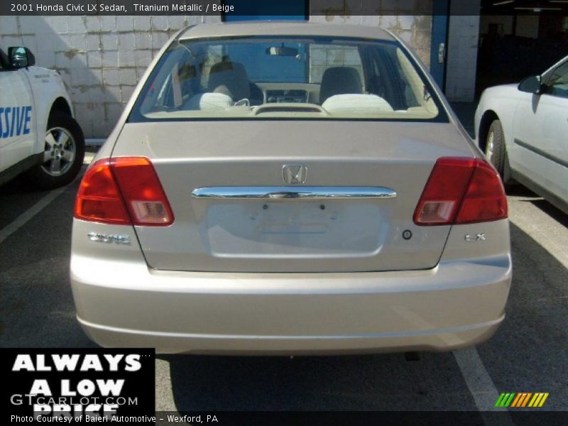 Titanium Metallic / Beige 2001 Honda Civic LX Sedan