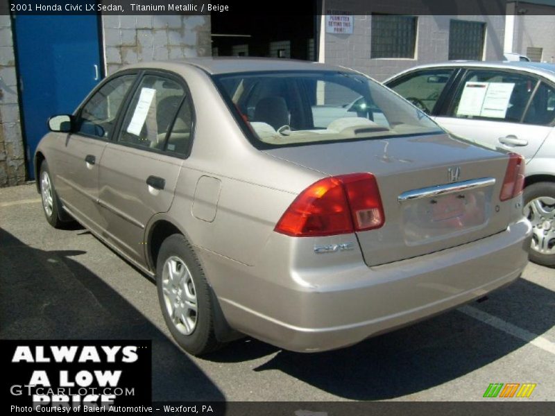Titanium Metallic / Beige 2001 Honda Civic LX Sedan