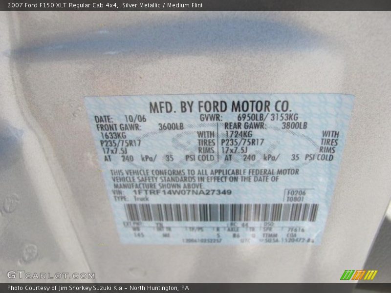Silver Metallic / Medium Flint 2007 Ford F150 XLT Regular Cab 4x4