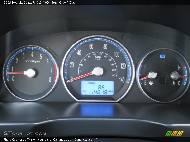 Steel Gray / Gray 2009 Hyundai Santa Fe GLS 4WD