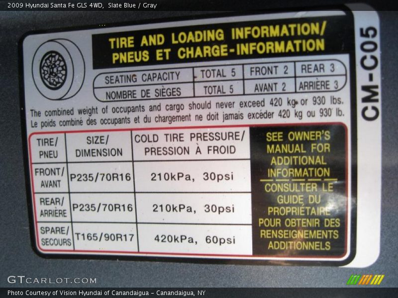 Slate Blue / Gray 2009 Hyundai Santa Fe GLS 4WD