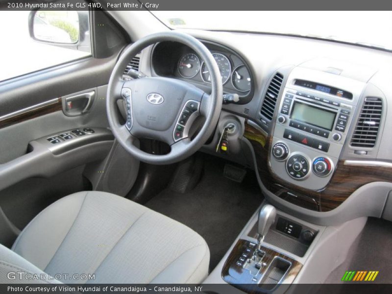 Pearl White / Gray 2010 Hyundai Santa Fe GLS 4WD