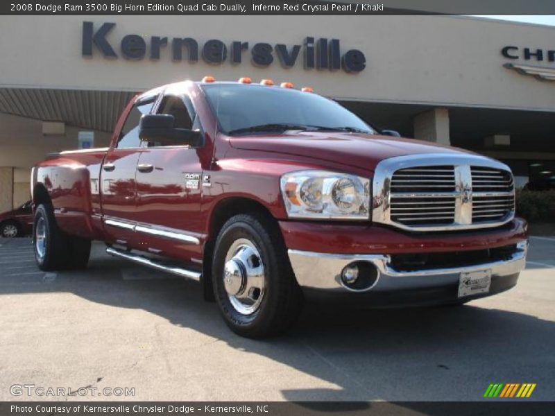 Inferno Red Crystal Pearl / Khaki 2008 Dodge Ram 3500 Big Horn Edition Quad Cab Dually
