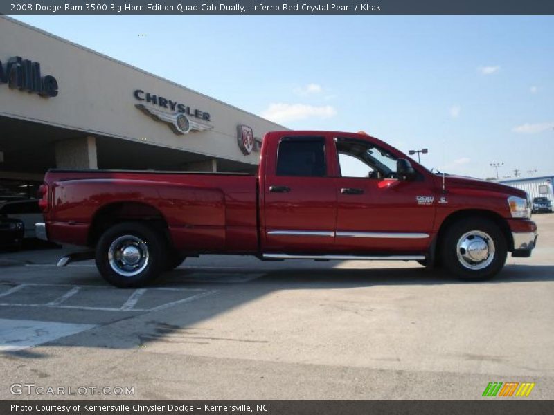 Inferno Red Crystal Pearl / Khaki 2008 Dodge Ram 3500 Big Horn Edition Quad Cab Dually
