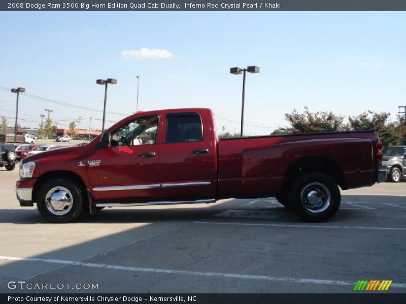 Inferno Red Crystal Pearl / Khaki 2008 Dodge Ram 3500 Big Horn Edition Quad Cab Dually