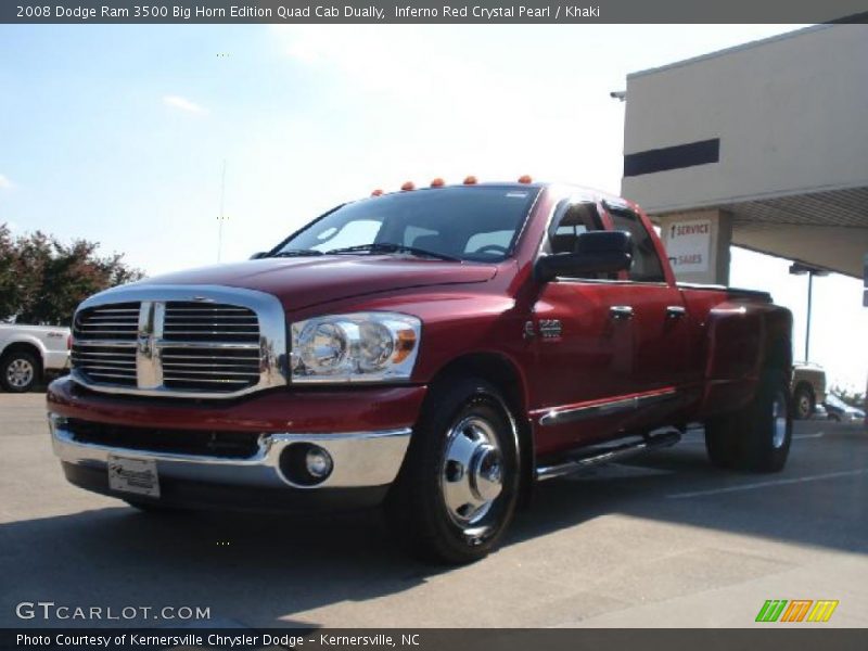 Inferno Red Crystal Pearl / Khaki 2008 Dodge Ram 3500 Big Horn Edition Quad Cab Dually