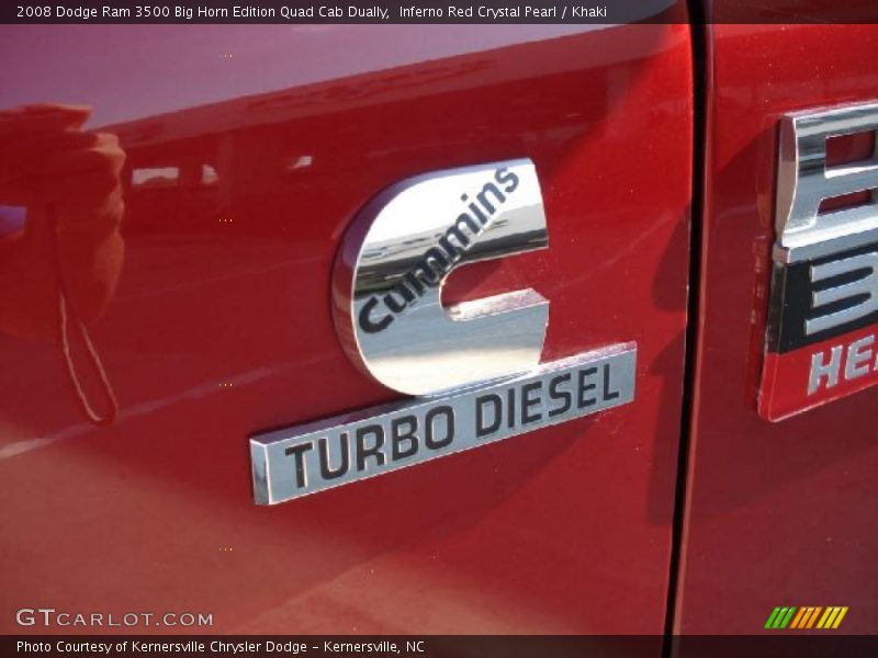 Inferno Red Crystal Pearl / Khaki 2008 Dodge Ram 3500 Big Horn Edition Quad Cab Dually