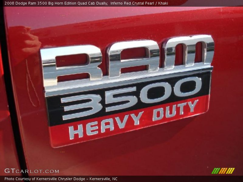 Inferno Red Crystal Pearl / Khaki 2008 Dodge Ram 3500 Big Horn Edition Quad Cab Dually