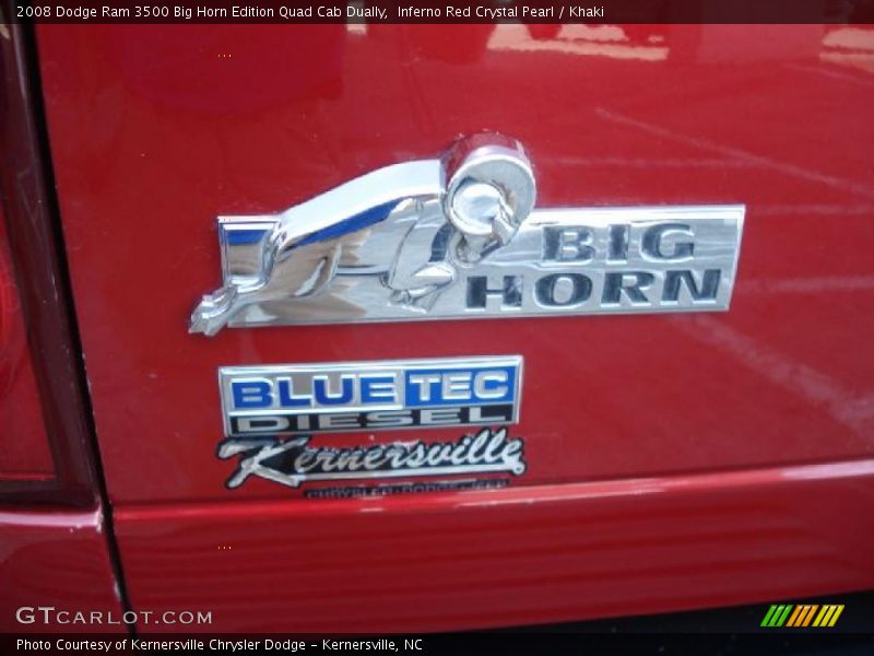 Inferno Red Crystal Pearl / Khaki 2008 Dodge Ram 3500 Big Horn Edition Quad Cab Dually