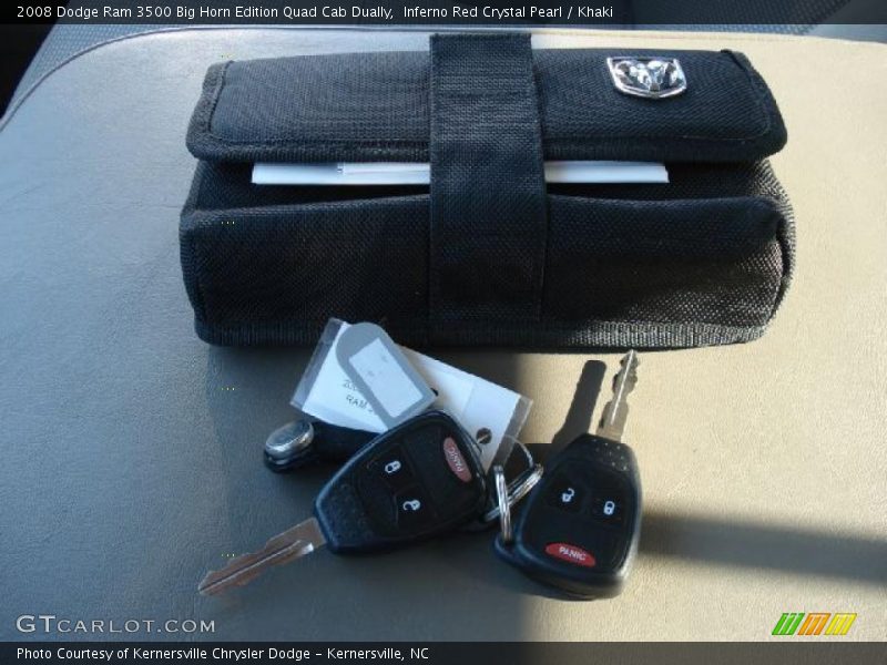 Inferno Red Crystal Pearl / Khaki 2008 Dodge Ram 3500 Big Horn Edition Quad Cab Dually