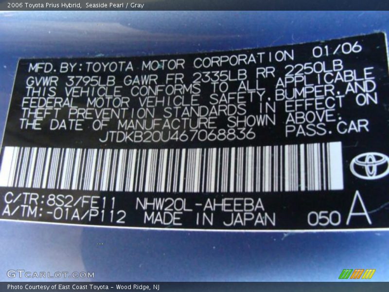 Seaside Pearl / Gray 2006 Toyota Prius Hybrid