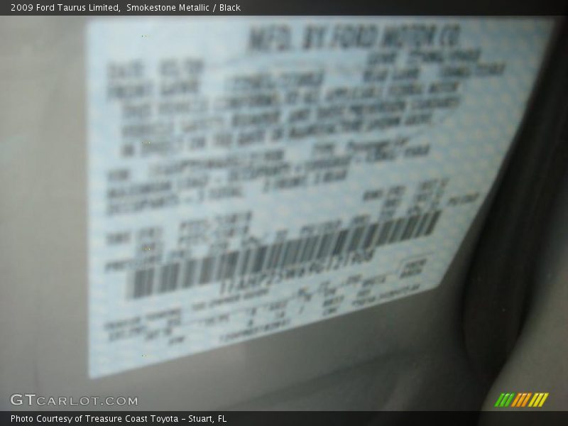 Smokestone Metallic / Black 2009 Ford Taurus Limited