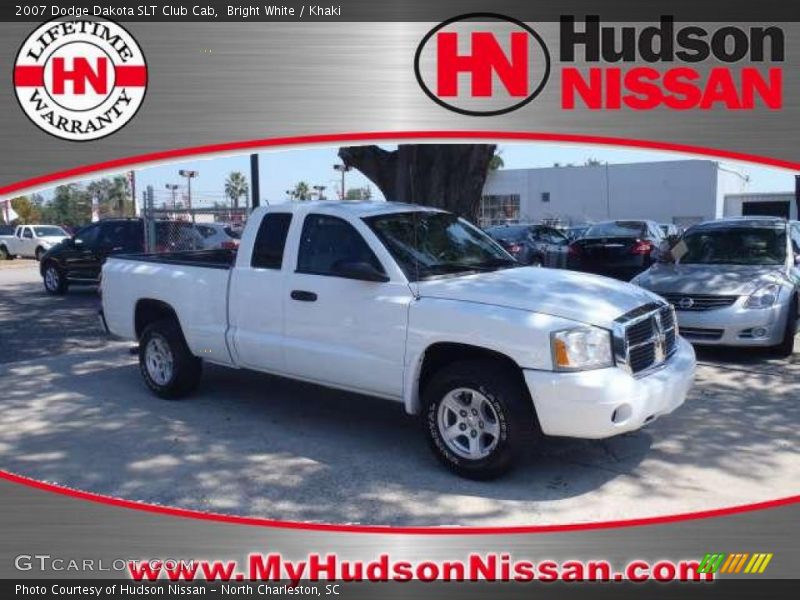 Bright White / Khaki 2007 Dodge Dakota SLT Club Cab