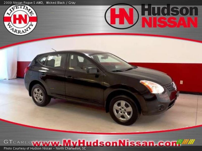 Wicked Black / Gray 2009 Nissan Rogue S AWD