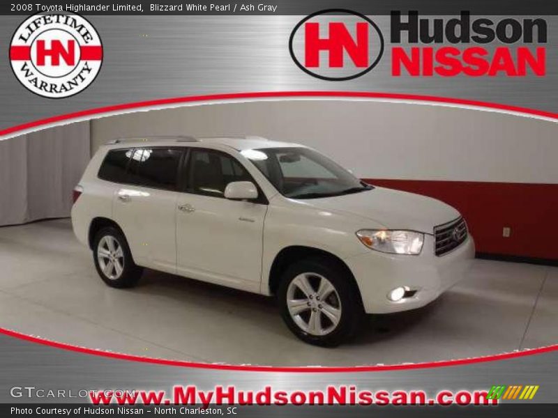 Blizzard White Pearl / Ash Gray 2008 Toyota Highlander Limited