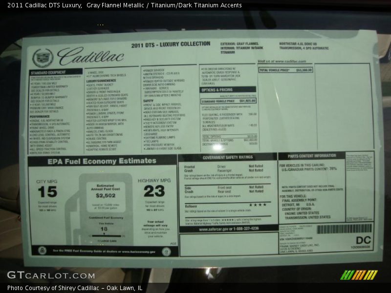 Gray Flannel Metallic / Titanium/Dark Titanium Accents 2011 Cadillac DTS Luxury