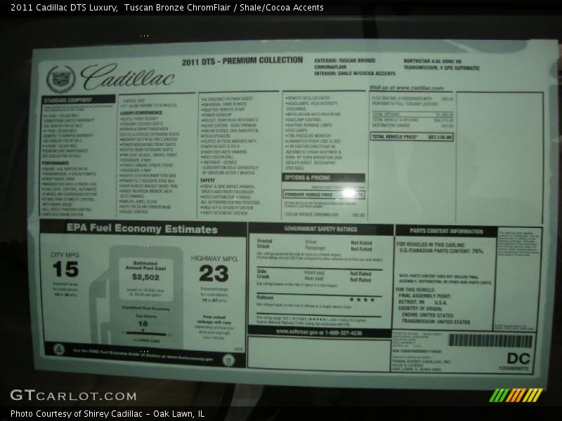 Tuscan Bronze ChromFlair / Shale/Cocoa Accents 2011 Cadillac DTS Luxury