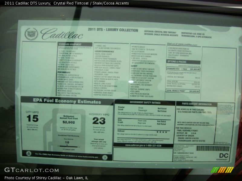 Crystal Red Tintcoat / Shale/Cocoa Accents 2011 Cadillac DTS Luxury