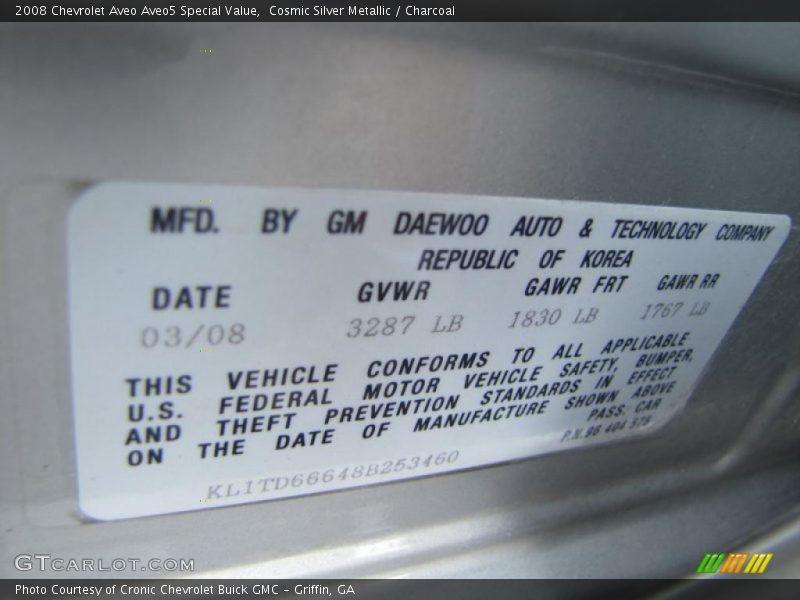 Cosmic Silver Metallic / Charcoal 2008 Chevrolet Aveo Aveo5 Special Value