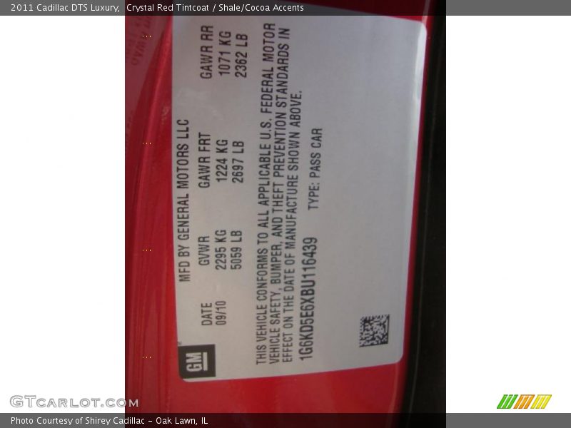 Crystal Red Tintcoat / Shale/Cocoa Accents 2011 Cadillac DTS Luxury