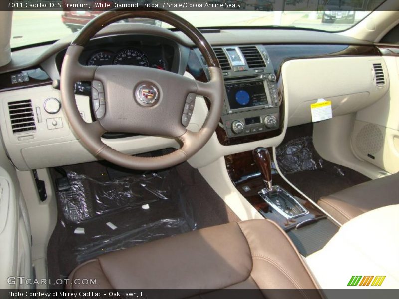 White Diamond Tricoat / Shale/Cocoa Aniline Seats 2011 Cadillac DTS Premium