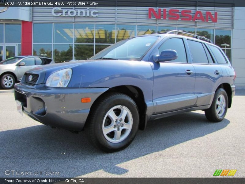 Arctic Blue / Gray 2003 Hyundai Santa Fe GLS 4WD
