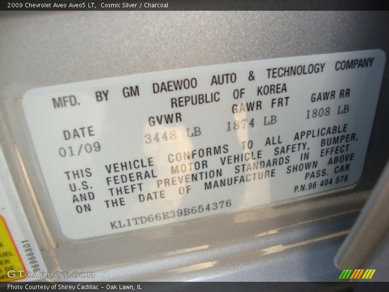 Cosmic Silver / Charcoal 2009 Chevrolet Aveo Aveo5 LT