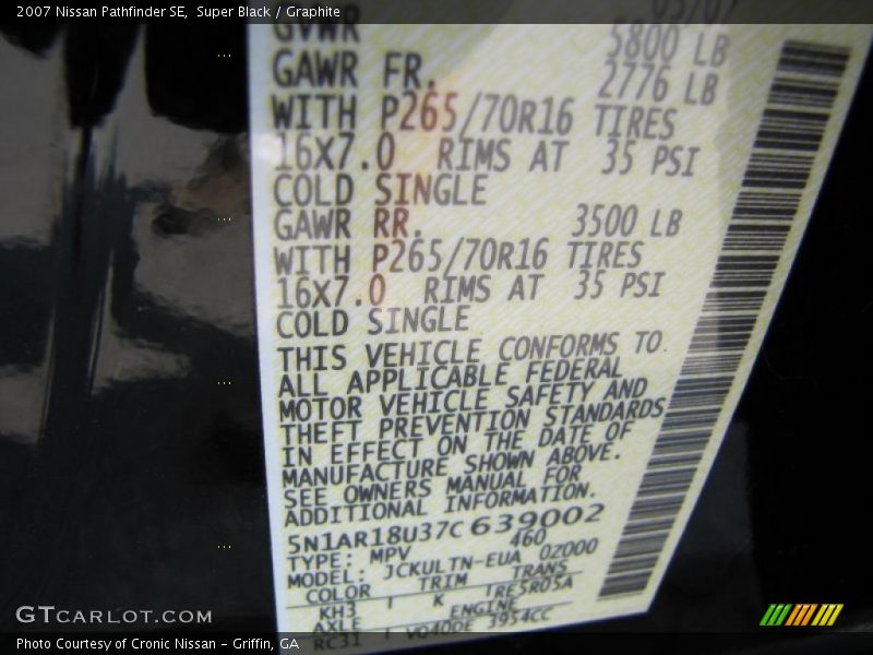 Super Black / Graphite 2007 Nissan Pathfinder SE