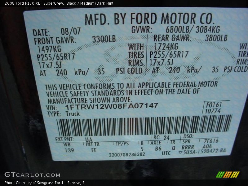 Black / Medium/Dark Flint 2008 Ford F150 XLT SuperCrew