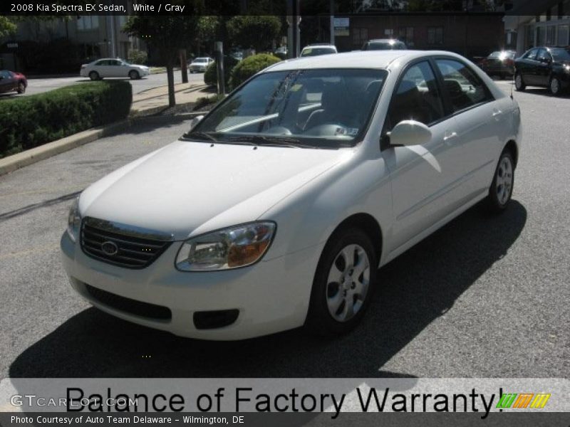 White / Gray 2008 Kia Spectra EX Sedan